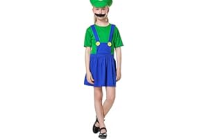 VISVIC Disfraces de Super Hermanos Fontanero, Disfraz con Traje, Sombreros y Bigote, Disfraz de Classic Carnaval Halloween Cosplay, para Hombres Mujer Niños Niñas