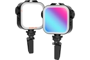 Mobilife RGB Video Light Double Sided Strong/Soft LED Lamp CCT/20 Effect 2000mAh Rechargeable Battery 118 LED Beads with Clip for Camera Phone Laptop Photography YouTube