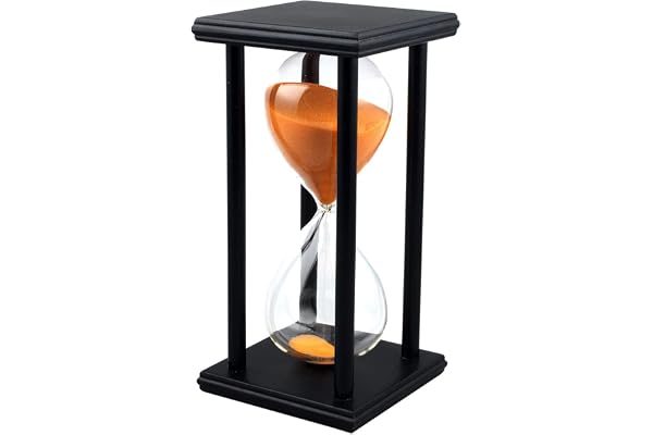 Lodunsyr Sablier 60 Minutes Sablier Minuterie pour Ornement Restaurant Salon Accueil Placard Bureau Décoration Chambre Fête Festival Noël Cadre Bois Sable Minuteur l'horloge Orange