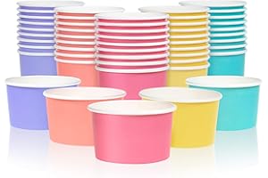 MATICAN Lot de 50 gobelets à glace jetables en papier de 155,9 g pour boissons chaudes et froides, 155,9 g, 5 couleurs pastel