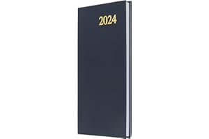 Collins Debden Essential Diary tygodniowy planer kieszonkowy 2024-2024, miękka w dotyku, elastyczna okładka, mały kalendarz kieszonkowy 2024, niebieski