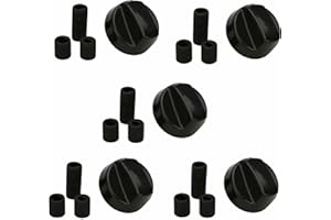 Chriluka Top Knebel Knauf Drehgriff 41,5 mm mit Adaptern Herd Backofen Universal für alle Marken (5, schwarz)