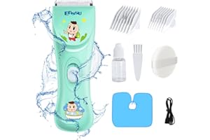 FAVRISON Quiet Hair Clippers for Kids Electric Hair Trimmer for Boys, Waterproof & USB Rechargeable Cordless Trimmer Baby Hair Clipper Kit for Toddler