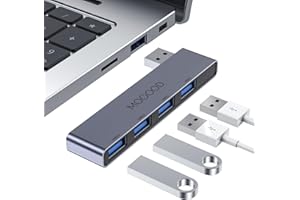 MOGOOD Hub USB 3.0 Ultrafino - Estación de Adaptadores Expandedor de Puertos Múltiples - Divisor de Datos Compatible Con Computadoras Portátiles, Ratón y Teclado
