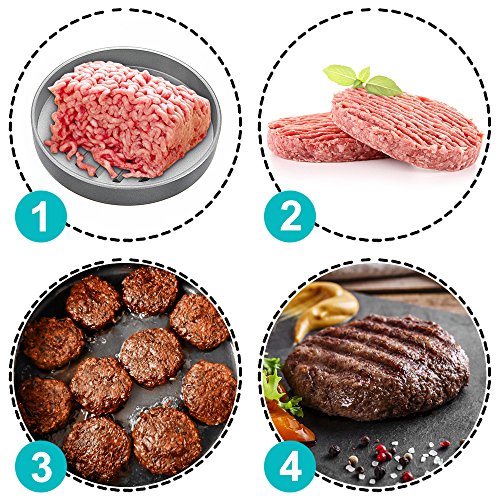 Antihaft Hamburgerpressen, FineGood Patty Maker Aluminium-Patty-Form für BBQs Picknick-Party Hausgemachte Hamburger-Speckwurst – Silber - 7