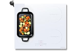 NOXTON White Induction Hob 13AMP Plug, 2800W 4 Zone Flex Induction Hobs 60cm Touch Control, with Safety Lock,White Ceramic Glass