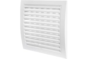 Repa Market White Adjustable Ventilation Grille – 190 x 190 mm / 7.48" x 7.48" Inch Louvered Air Vent Cover – Wall & Ceiling Airflow Outlet with Mesh Screen – Indoor & Outdoor Ventilation System Cover
