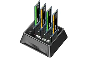 AODUKE 4Bay Fan Cooling M.2 NVME/SATA to USB3.2 10Gbps Docking Station Adapter Reading and Writing,External Hard Drive Enclosure for PCIE NGFF SSD(Cloning Are not Supported) AJM2S4