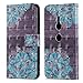 Produktbild HUDDU Bunt Schutzhülle für Sony Xperia XZ2 Hülle im Bookstyle Blau Blumen Muster Flip Handyhülle Slim Leder Tasche Wallet Case Cover Ledertasche mit Kartenfach Magnetverschluss Stand Brieftasche Etui Handytaschen für Sony Xperia XZ2 Klapphülle Schwarz