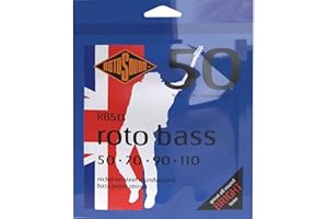 Rotosound RB50 Nickel Heavy Gauge Roundwound Bass Strings (50 70 90 110), White Black Red Blue, Small Medium Large X-Large 2X-Large
