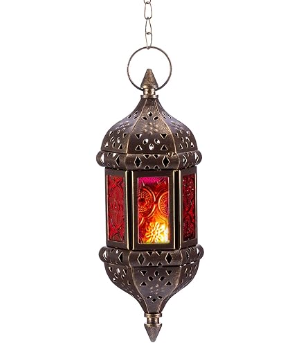 Lot De 4 Petites Lanternes Marocaines Basil 16cm - Photophores Orientales Métal Et Verre Coloré