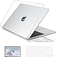 EooCoo Hard Shell Plastic Case Compatible for MacBook Air 13.6 inch M4 M3 M2 2025 2024 2022,A3240 A3113 A2681 with Retina Display&Touch ID,Protective Cover&Keyboard Skin&Screen Protector-Crystal Clear