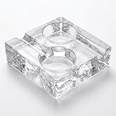 Deconox Patron Model El Yapımı Cam Puro K&uuml;ll&uuml;ğ&uuml; - D&ouml;kme Cam Şeffaf Kare Puro Tablası ve K&uuml;l Haznesi (14x14x4 cm)