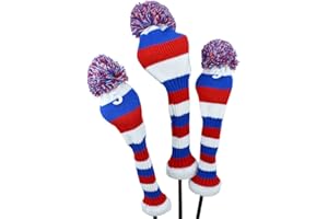 Hauni Stripes Knitted Golf Club Head Covers 3 Piece Set 1 3 5 Driver and Fairway HeadCovers Fits 460cc Drivers…