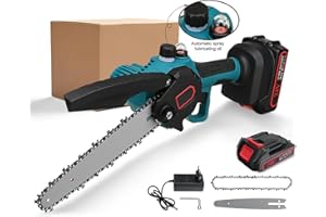 ODIKALA Mini Motosierra Bateria 8 Pulgadas, Motosierra Eléctrica con 1 baterías, 1 Cadenas, Mini Motosierra de una Mano, Motosierra Inalámbrica para Ramas, Rboles, Patio, Hogar, Jardin