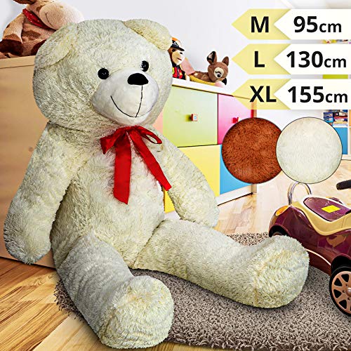 Infantastic Grand Nounours - Taille M (95 cm), L (130 cm), XL (155 cm) et Couleur Marron et Blanc - Ours en Peluche, Teddy Bear