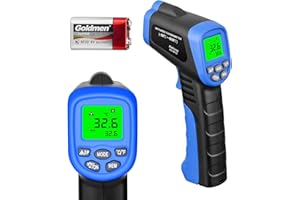 Non-Contact IR Laser Thermometer Gun -50℃~550℃, Kethvoz Industrial Infrared Surface Temperature Gauge with Adjustable Emissivity & Temp Alarm for Stove Oven/Pizza Cooking/Room Fridge, Digital Temp Gun