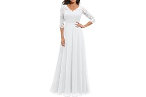 Daisyaner Damen Elegant Maxi Lang Abendkleid V-Ausschnitt Hochzeit Brautjungfernkleider