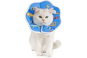 Avont Collarín de Recuperación Suave para Gato, Collar E Ajustable y Ligero para Cachorros Pequeños, Cómodo Donut para el Cuello para Evitar Lamer y Rascar Después de Cirugía - Patinaje (S)