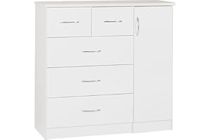 Seconique Nevada 5 Drawer Low Wardrobe in White Gloss