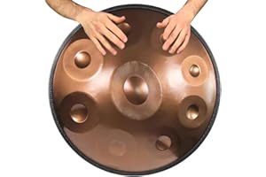 WHOOLEFUN 9 Noten 22 Zoll 440 Hz Stahltrommel, Handpan-Trommelinstrument D Kurd-Moll, Anfänger, Meditation, Yoga, Mit Weicher Hand-Pan-Tasche, Für Professionelle Audioproduktion