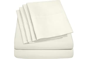 Sweet Home Collection 6-częściowy zestaw pościeli 1500 wątków delikatna mikrofibra głęboka kieszeń zestaw - dodatkowe poszewki na poduszki, wartość, królowa, kość słoniowa