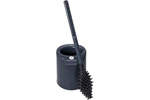 Biom Paris – Brosse WC Premium Hygiénique sans Poils avec Support – Brosse Toilette Anti-Goutte, Antibactérienne - Balai WC Design Innovant, Reste Propre – 100% Fabriqué en France (Gris Orage)