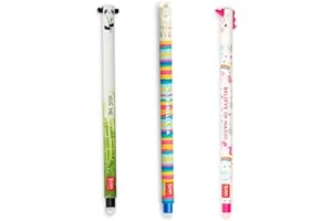 ‎LEGAMI LEGAMI - 3er Set Gel-Radierstifte, Adorable, Stifte mit radierbarer Tinte, Einhorn, Panda und Lama Radierbar ohne Blatt zu verbrauchen, 0,7 mm Spitze