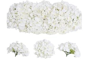 Tifuly 12Pcs Artificial Hydrangeas, Realistic Silk Hydrangeas Flower Heads with Stems Fake Flowers for Wedding Bridal Bouquets, Home Office Party Decor, Floral Arrangements, Centerpiece(Pure White)