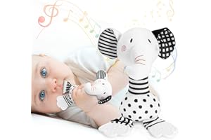 PETARMS Black and White Sensory Toys - Baby Rattle Toys 0-6 Months Soft Infant Rattle Shaker with Teether Newborn First Animal Early Educational Toy for Toddler 0 3 6 9 12 Months Boys Girls Christmas Gifts