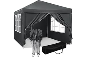 WOLTU Pop-Up wasserdichter Faltpavillon Sonnenschutz Event Pavillon mit Seitenwänden Gartenpavillon auf Terrasse Camping Fest