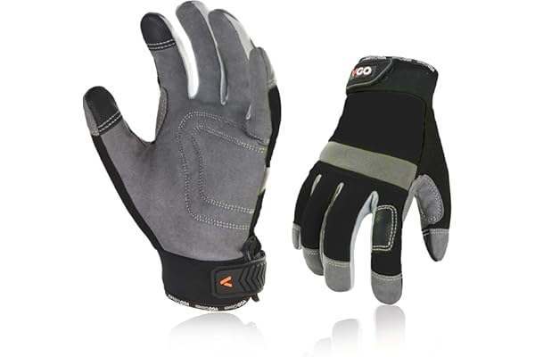 Vgo... Gants de Travail de Securité Hommes, Écran Tactile, Gants Multi Usage pour le Jardinage, l'Entrepôt,Mécaniciens Légers(SL7584/L/Noir/1 Paire)