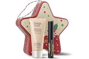Bottega Verde - Confezione Regalo con 1 Mascara Volume Extra Black da 8 ml e 1 Base Trucco Illuminante Perlescente da 30 ml, in un'Originale Scatola di Latta, Idea Regalo Make-Up
