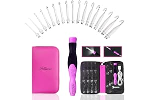 Knitiss 17 Sizes Lighted Crochet Hooks Set 2.5 mm to 14.0 mm, Rechargeable Light Up Crochet Hooks with Case