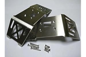 EPTNNASO CrazyRacer Stainless Steel Front + Rear Skid Plate Chassis Armor -2PCS for H-P-I 1/8 Savage Flux HP XL 4.6 5.9