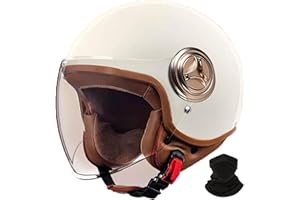 STRTG Retro-Motorradhelm, Rollerhelm mit Visier, offener halber Jethelm, Mopedhelm für Erwachsene Männer und Frauen, DOT/ECE-geprüft
