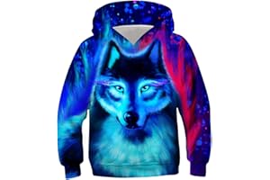 Belovecol Bluza z kapturem, dla chłopców i dziewczynek, z nadrukiem 3D, lekka bluza z kapturem, 6-16 lat