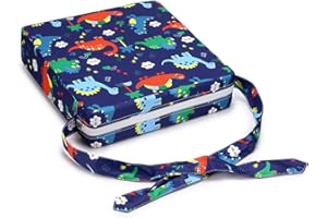 BTSKY Baby Kleinkind Kind Kleinkind Abnehmbar Einstellbare Waschbar Sitzerhöhung mit Gurten Esszimmerstuhl Stuhlpolster Stuhl Zunehmendes Kissen Reisespeicher (Dinosaurier)