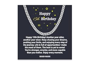 MsRosy 13th 14th 15th 16th 18th 21st Birthday Gifts for Boys, Cuban Chain for 13 14 15 16 18 21 Year Old, Happy Birthday Necklace Gifts for Son Grandson Nephew Brother, Men's Chain Jewelry