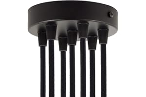 creative cables - Kit rosone cilindrico in Metallo a 7 Fori - Conico, Nero