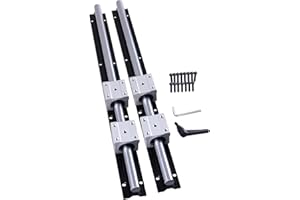 DIBOTISCNC Linearschiene SBR16 800mm 2 Stück Schwarz Linearführung mit 4 Stück SBR16UU Lagerblöcken Rostfreie Linearlagerschiene mit vorgebohrten Löchern für DIY 3D-Drucker