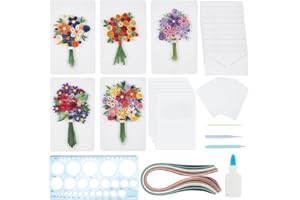 WEBEEDY Paper Quilling Kit 20 Sets Flower Bouquet Greeting Card Making Kit with Quilling Strips Ruler Tools Paper Quilling Set DIY Handmade Arts Crafts Wedding Christmas Birthday Gifts