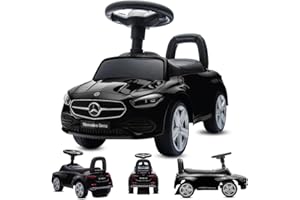 sun baby Macchinina Cavalcabile per Bambini, Macchina a spinta da 12 mesi, volante audio, sedile con schienale, vano portaoggetti sotto il sedile, protezione antiribaltamento (Nero)