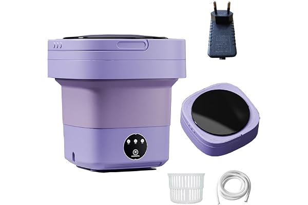 12L Machine a laver portable, Mini machine à laver, jusqu'à 1,7 kg, lave-linge de voyage, de camping, Pour Sous Vêtements,Chaussette,Appartement,étudiant(EU power-Le violet)