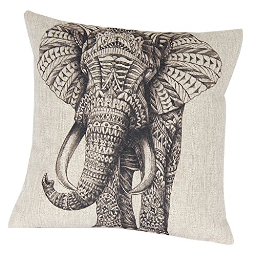 42x42cm Baumwollleinenkissenbezug Kissenbezug Hause Sofa Dekor Blk Elefanten - 5