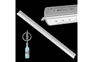 TONAUP Maßstab Lineal, Aluminium Dreikantmaßstab 30cm, Dreikant Verschiedene Maßstäbe Lineal - 1:20, 1:50, 1:75, 1:100, 1:125, Ideal für Architekten, Ingenieure, Architekturstudium