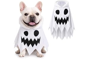 Kiiwah Söt spökdräkt halloween hund, huva, storlek S | Söt spökdesign, flytande cape, halloweenfest, godisjakt, hundgåva