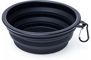 WECKEW Large Collapsible Dog Bowl, Travel Dog Bowl for Small to Large Dogs（Black）