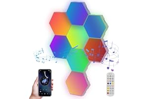 JINLAILI Luces LED RGB Hexagonales - Panel Inteligente con Sincronización de Música - 8 Piezas