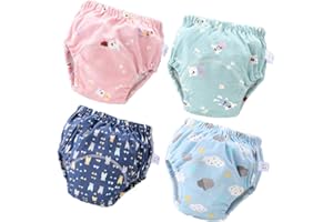 MORBUY-SHOP Culotte d'apprentissage Lavables Bébé, Morbuy 4 Pack Coton Couche-Culotte Anti-Fuite Potty Pantalon de Formation Imperméables pour Garçon et Fille, 6 à 36 Mois